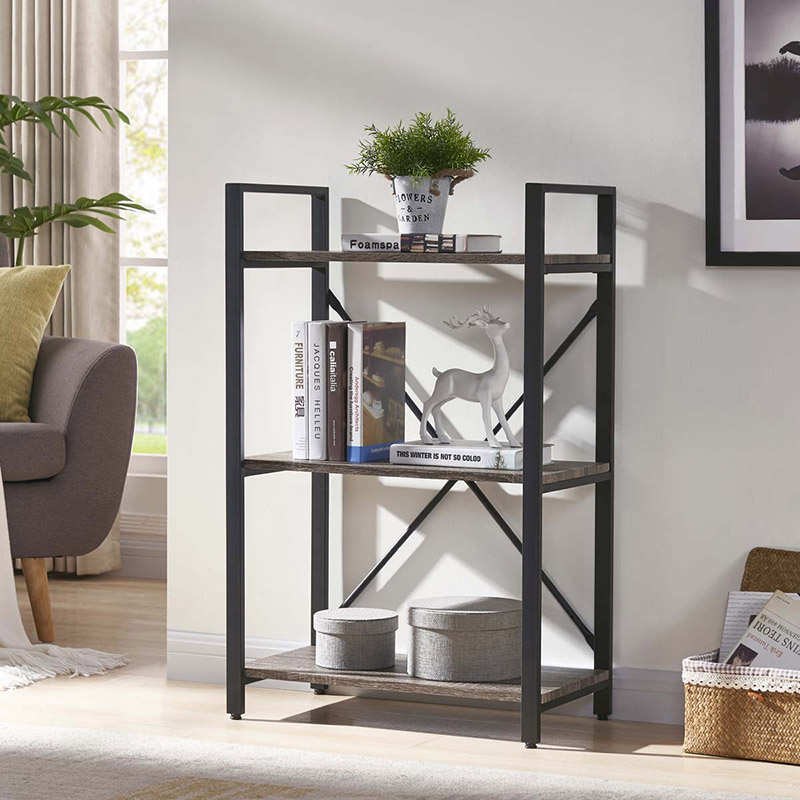 Rustic 3 Tiers Standing Metal Bookshelf para sa Office Living Room