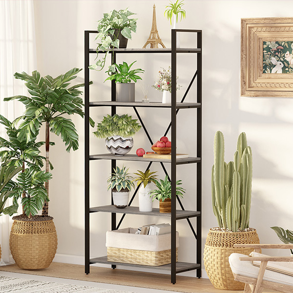 5 Tiers Bookshelf Malaking Tall Bookcase para sa Sala