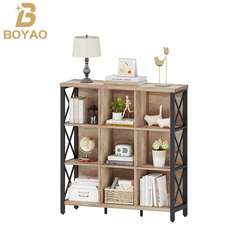 Farmhouse 9-Cube Storage Bookshelf for Home Office