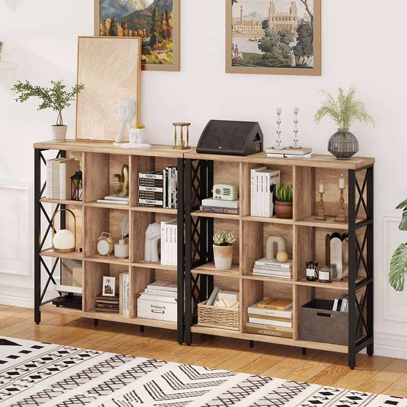 Farmhouse 9-Cube Storage Bookshelf for Home Office