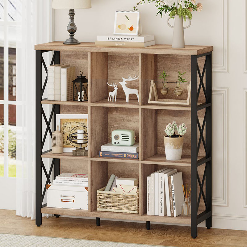 Farmhouse 9-Cube Storage Bookshelf for Home Office