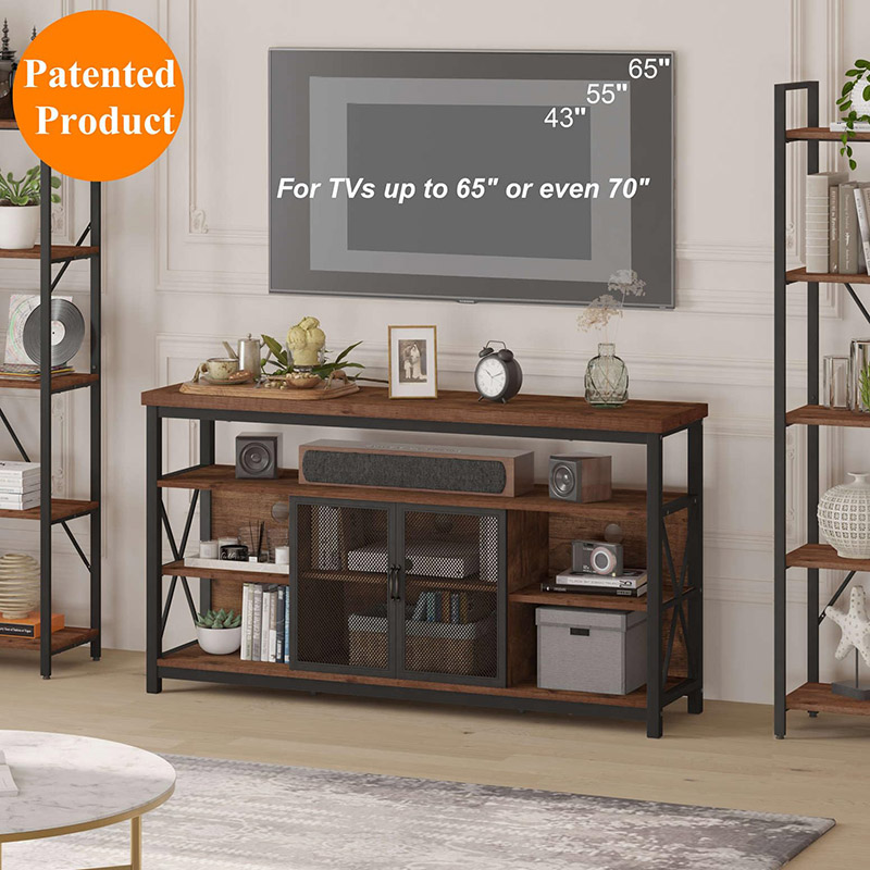 Rustic Entertainment Center TV Table Stand na May Imbakan