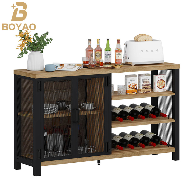 Kabinet Kaca Wain Bar Kopi Vintage Untuk Dapur