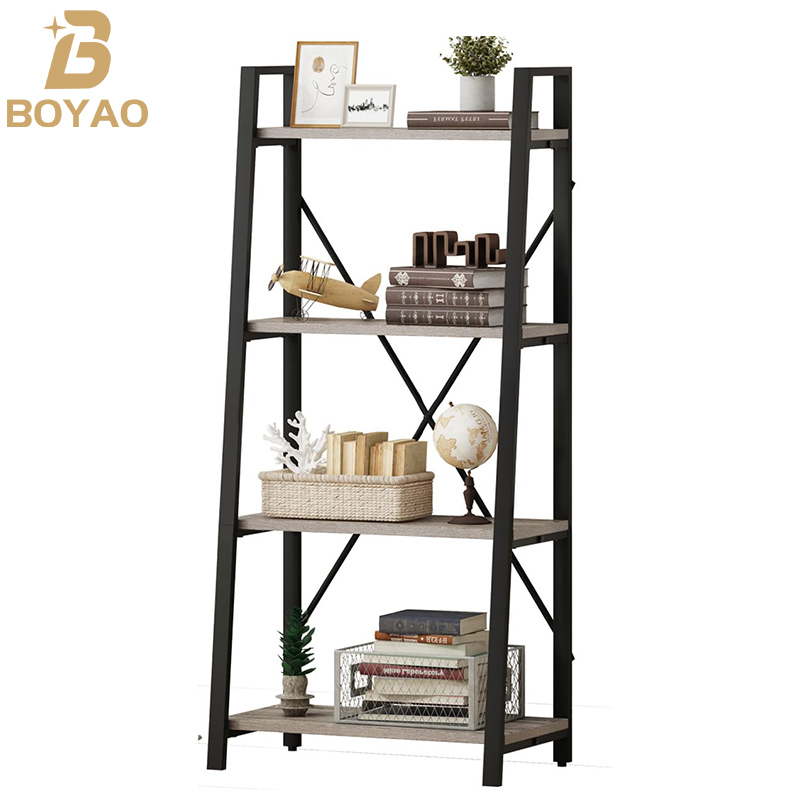 4 Tiers Matal Large Ladder Shelf para sa Sala, Grey