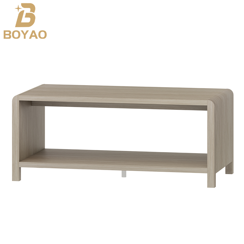 Longue table basse en noyer clair pour le salon