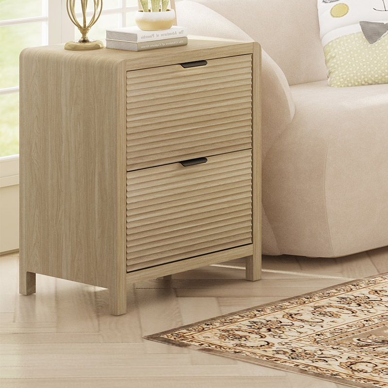 Mid Century Narrow Bedside Table na may mga Drawers para sa Silid-tulugan