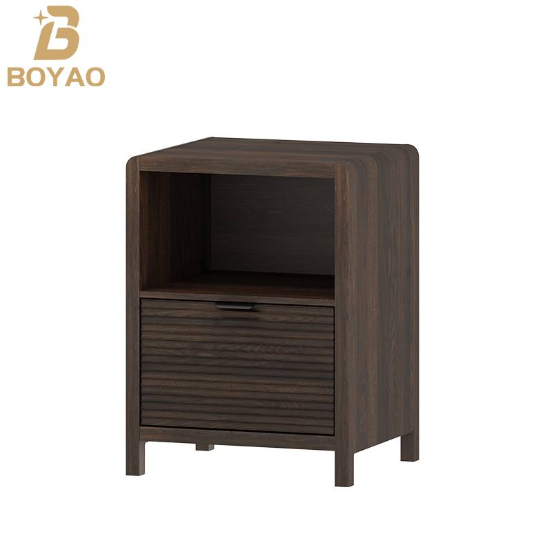 Farmhouse Side Table na may Storage Cabinet para sa Sala