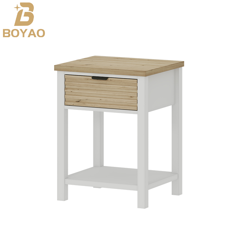 White End Table na may Imbakan para sa Sala