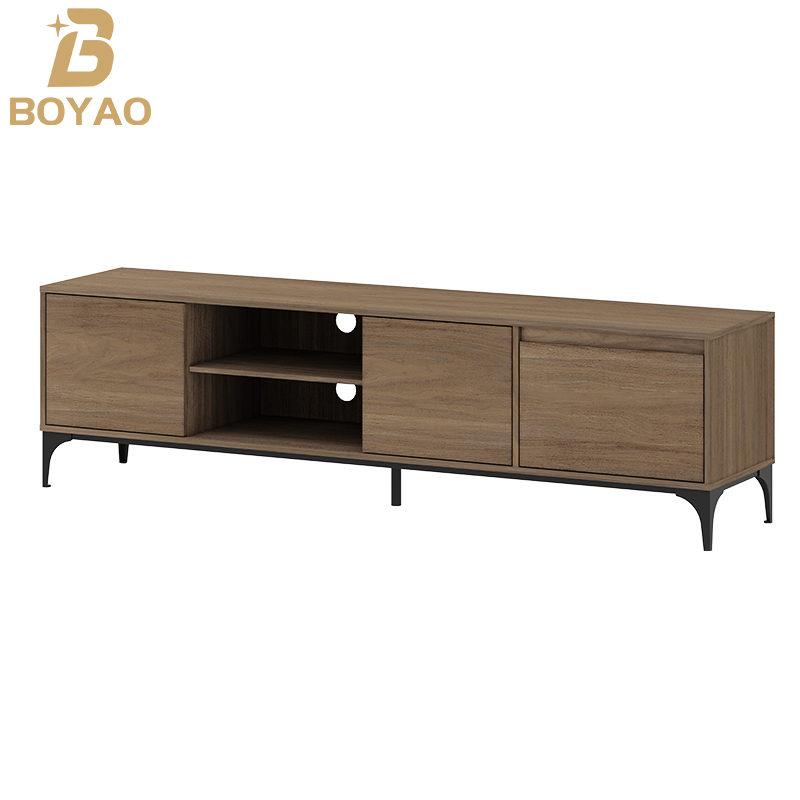 Long Entertainment Center na may Storage Cabinets para sa Bahay