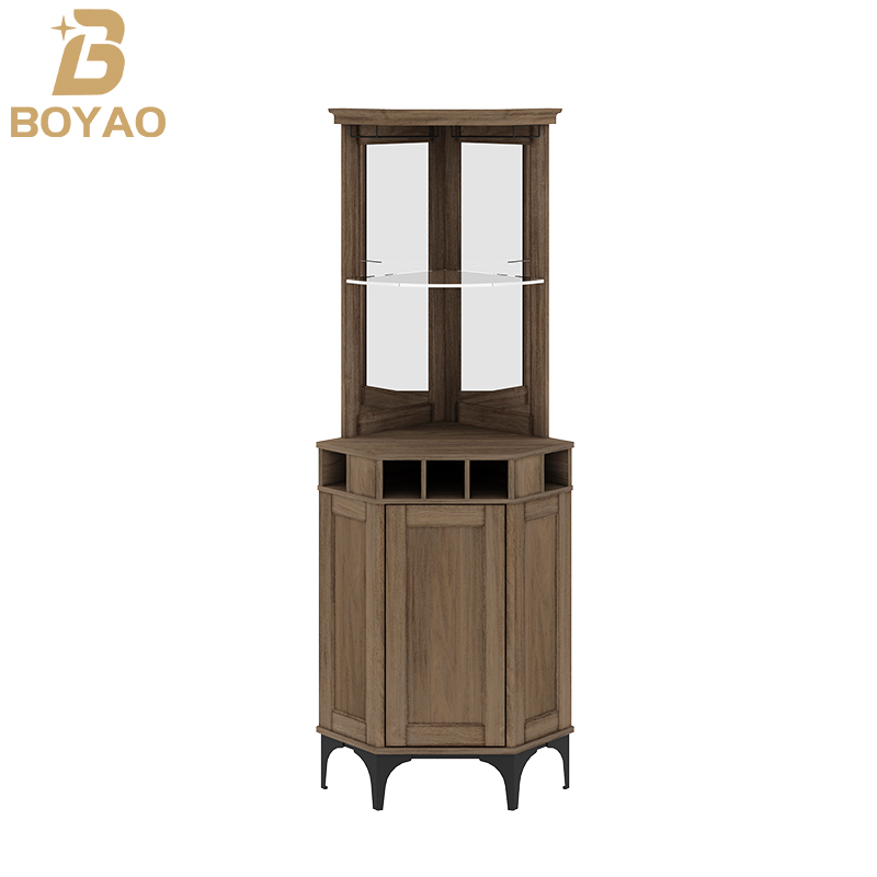 Tall Corner Wine Liquor Cabinet with wooden doors