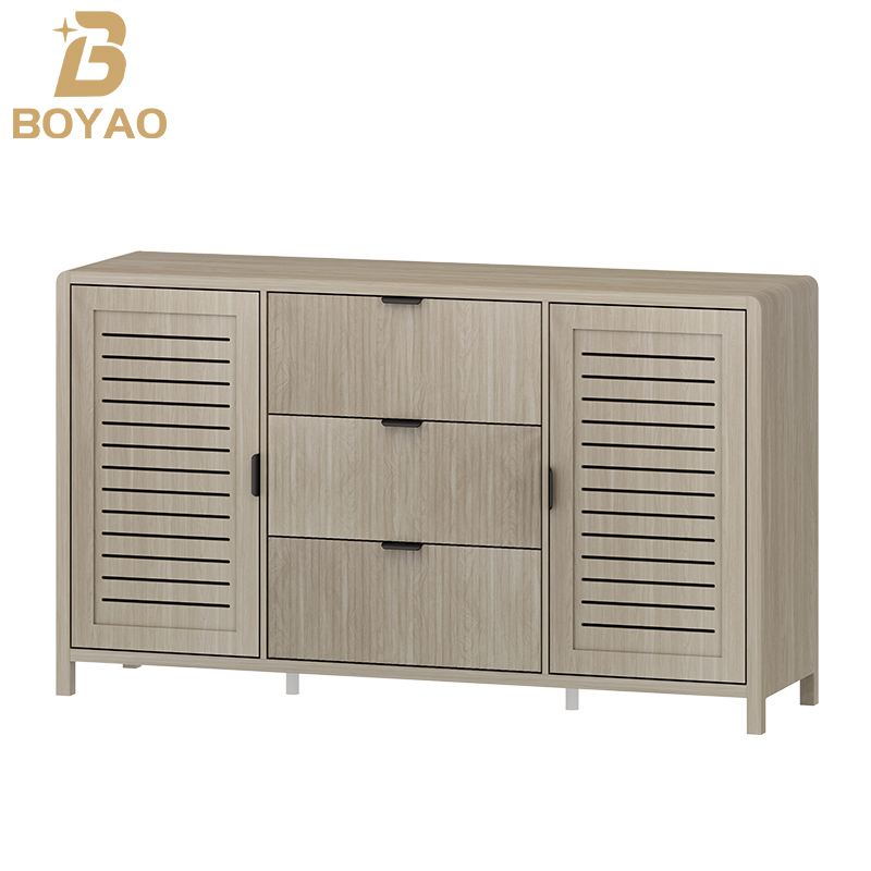 Light Walnut Sideboard with Drawers for Dining Room