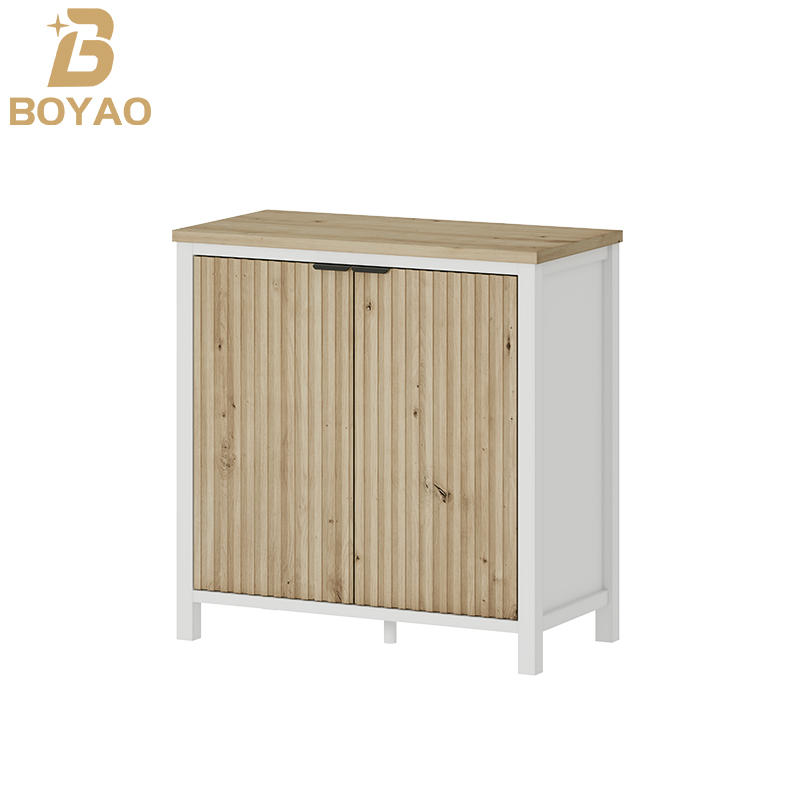 Aparador buffet moderno de roble blanco, mueble pequeño para sala de estar