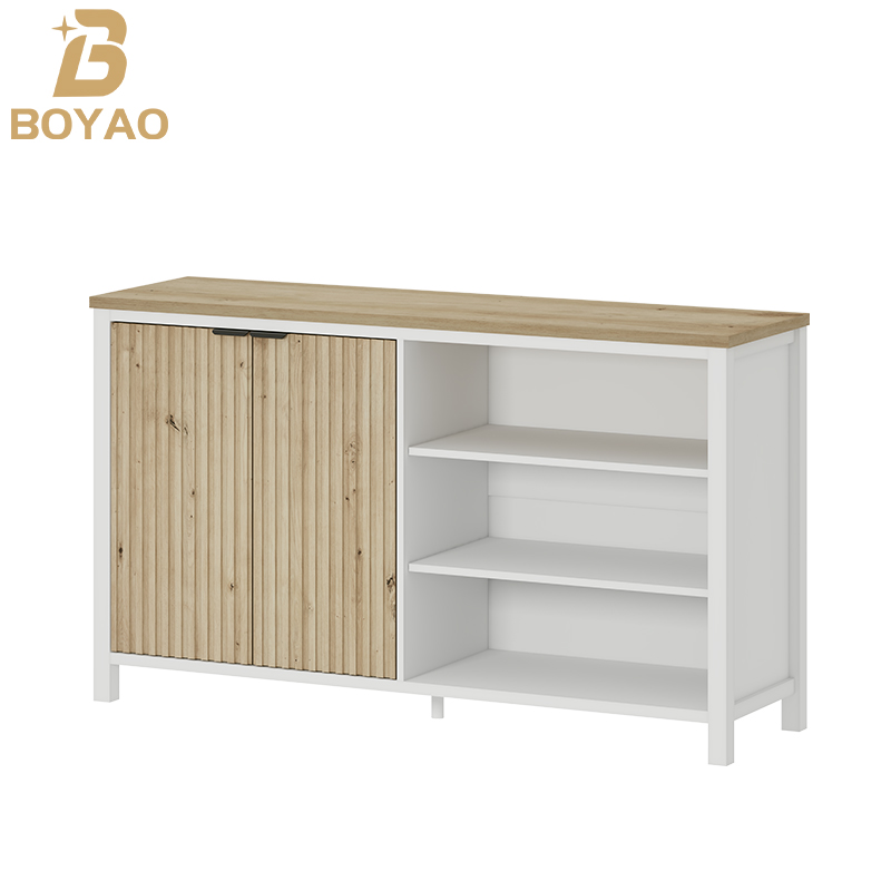 Buffet moderne en chêne blanc, vitrine pour bureau