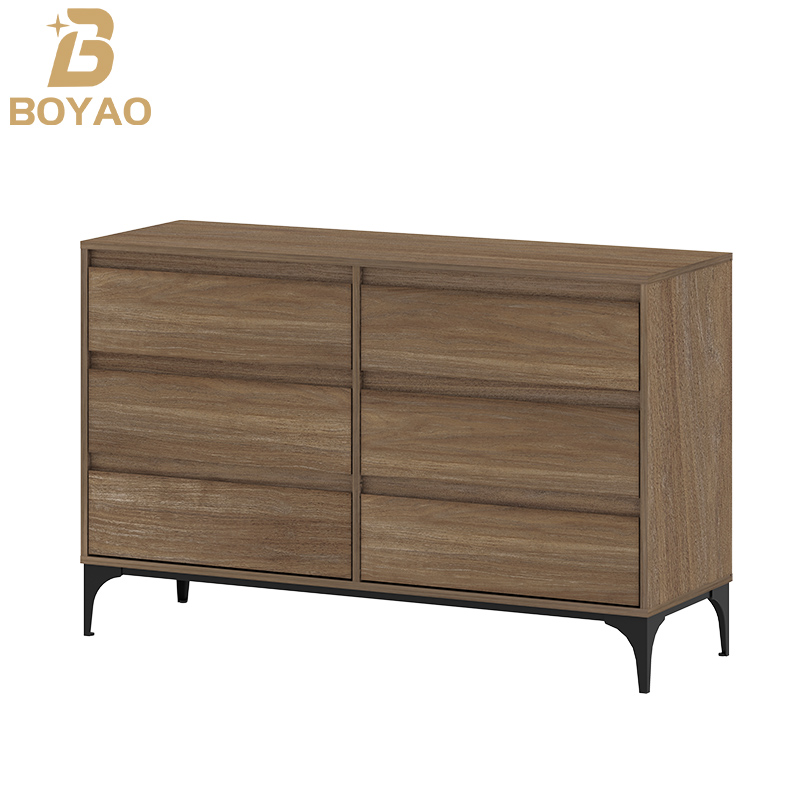 Rustic Oak Buffet Sideboard with Drawers for Dining Room