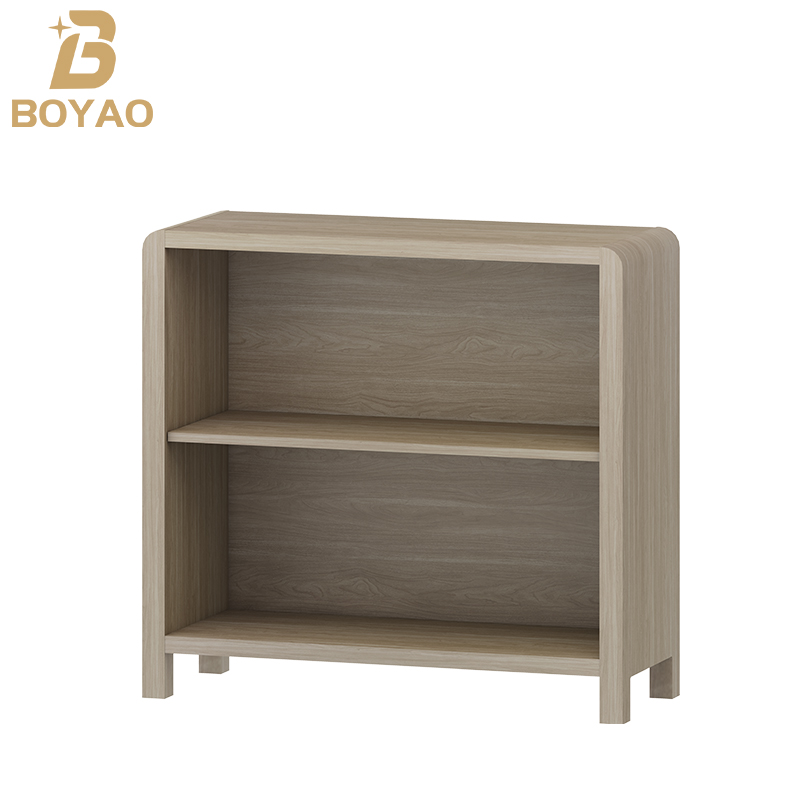 Light Walnut Small Low Bookshelf for Home Office