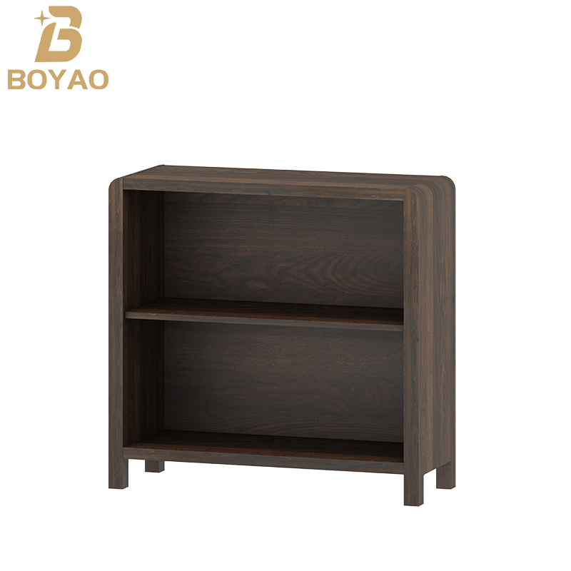 Light Walnut Small Low Bookshelf para sa Home Office