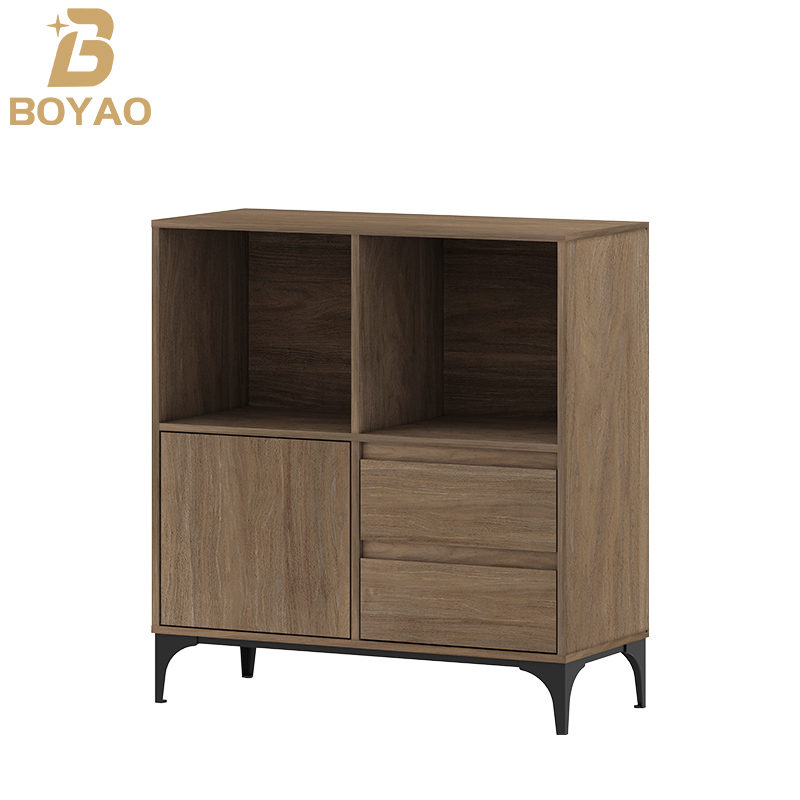 Rak Buku Rustic Oak dengan Laci dan Pintu untuk Kantor