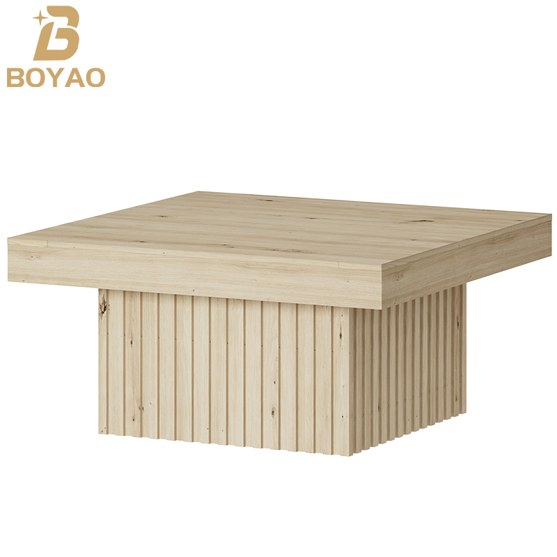 Mesa de centro cuadrada de madera de roble para sala de estar