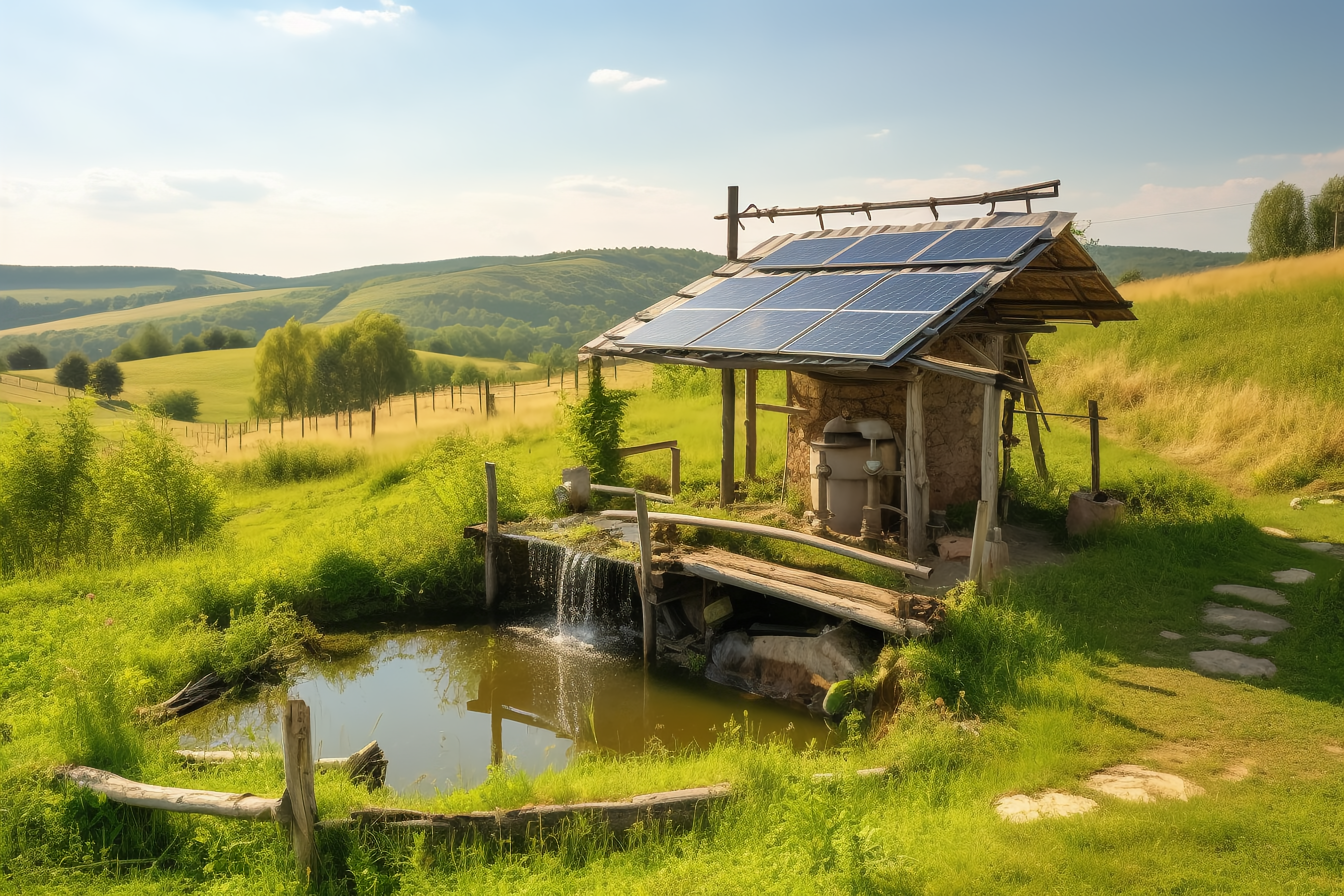 solar panel and water pump