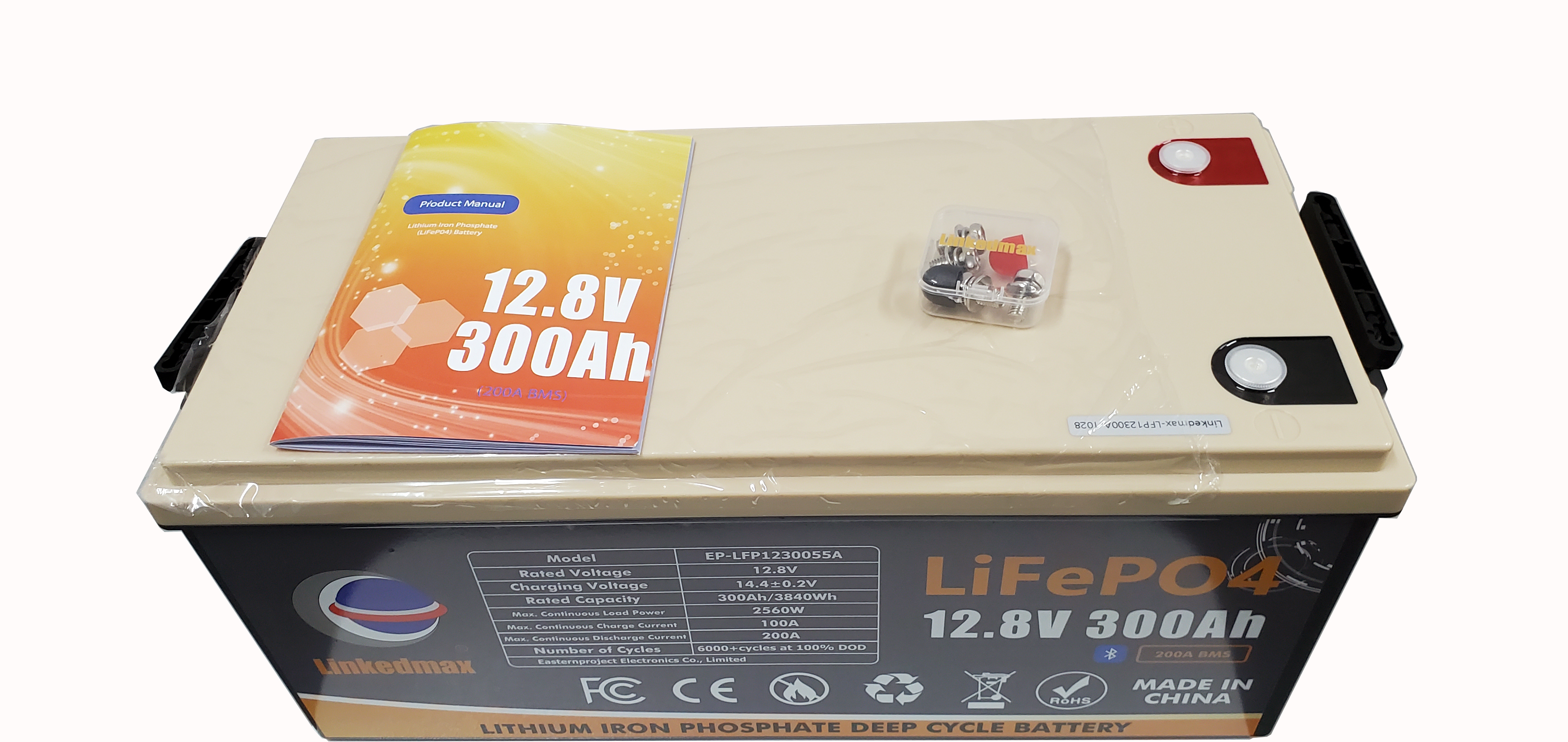 Lifepo4 batteripakke 12,8V 300AH Lithium Ion Genopladelig med bluetooth-forbindelse