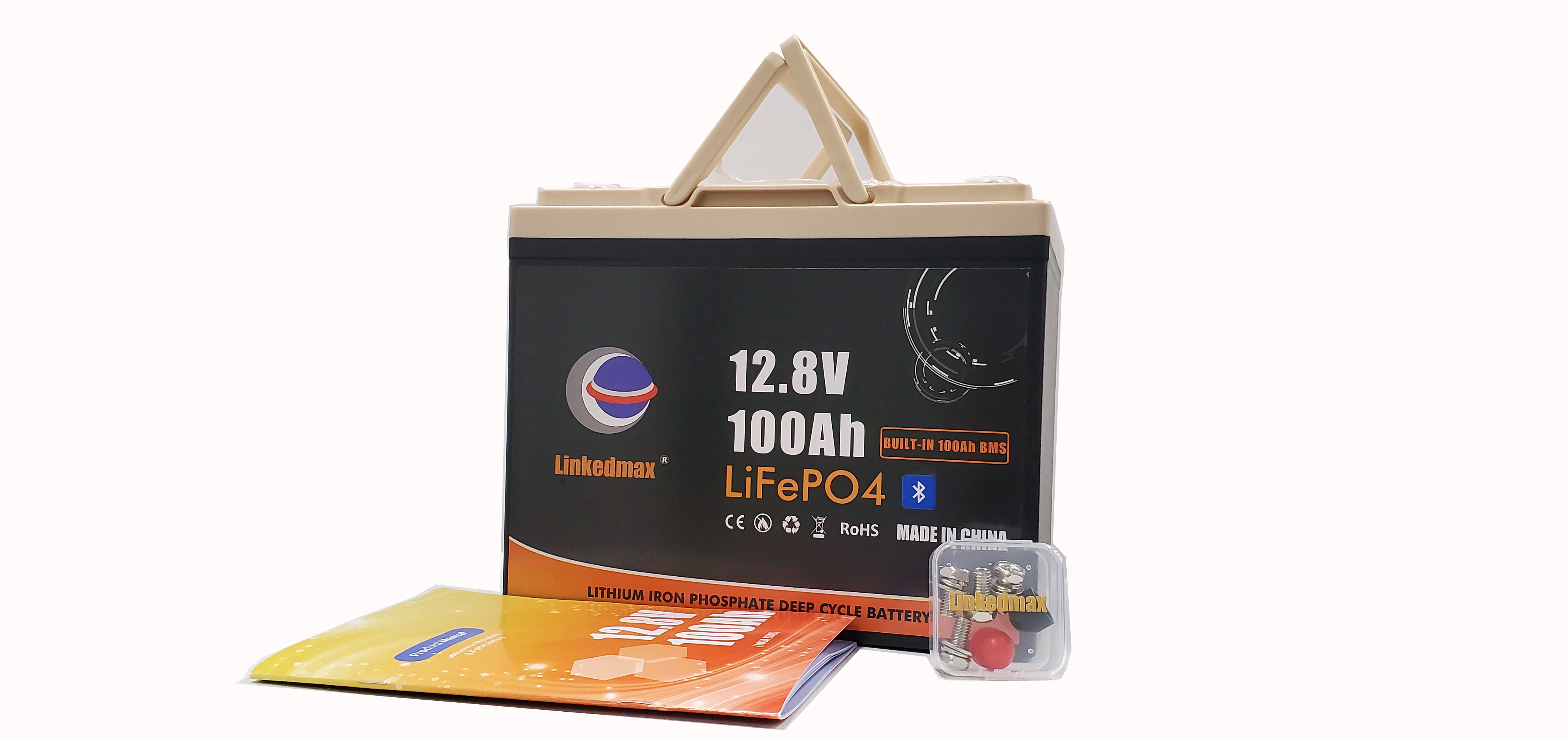 Bateria Lifepo4 12,8 V 100 AH íon de lítio recarregável com conexão Bluetooth