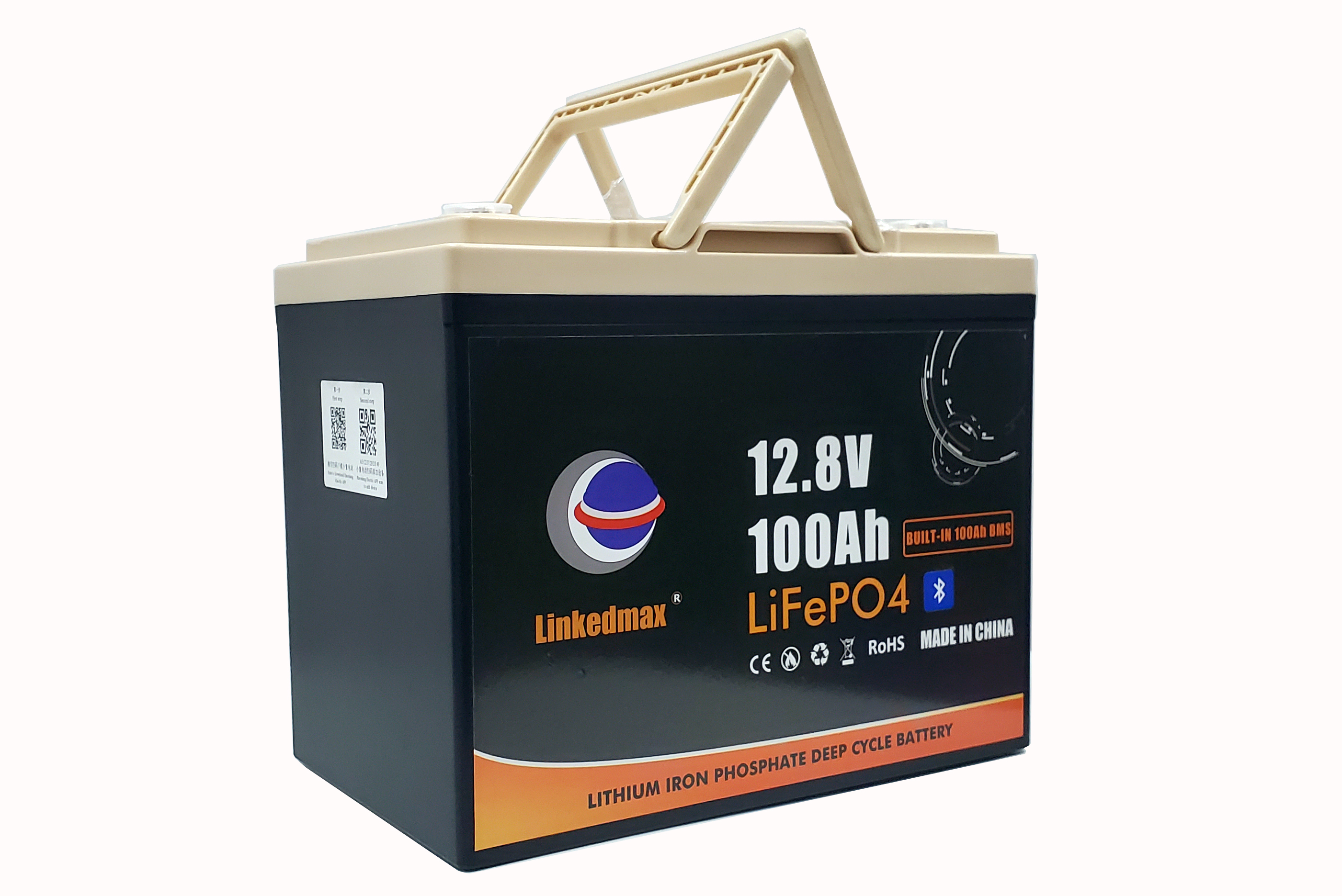 Bateria Lifepo4 12,8 V 100 AH íon de lítio recarregável com conexão Bluetooth