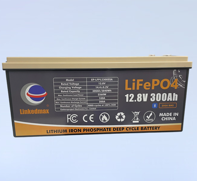Bateria Lifepo4 12,8 V 300 AH íon de lítio recarregável com conexão Bluetooth