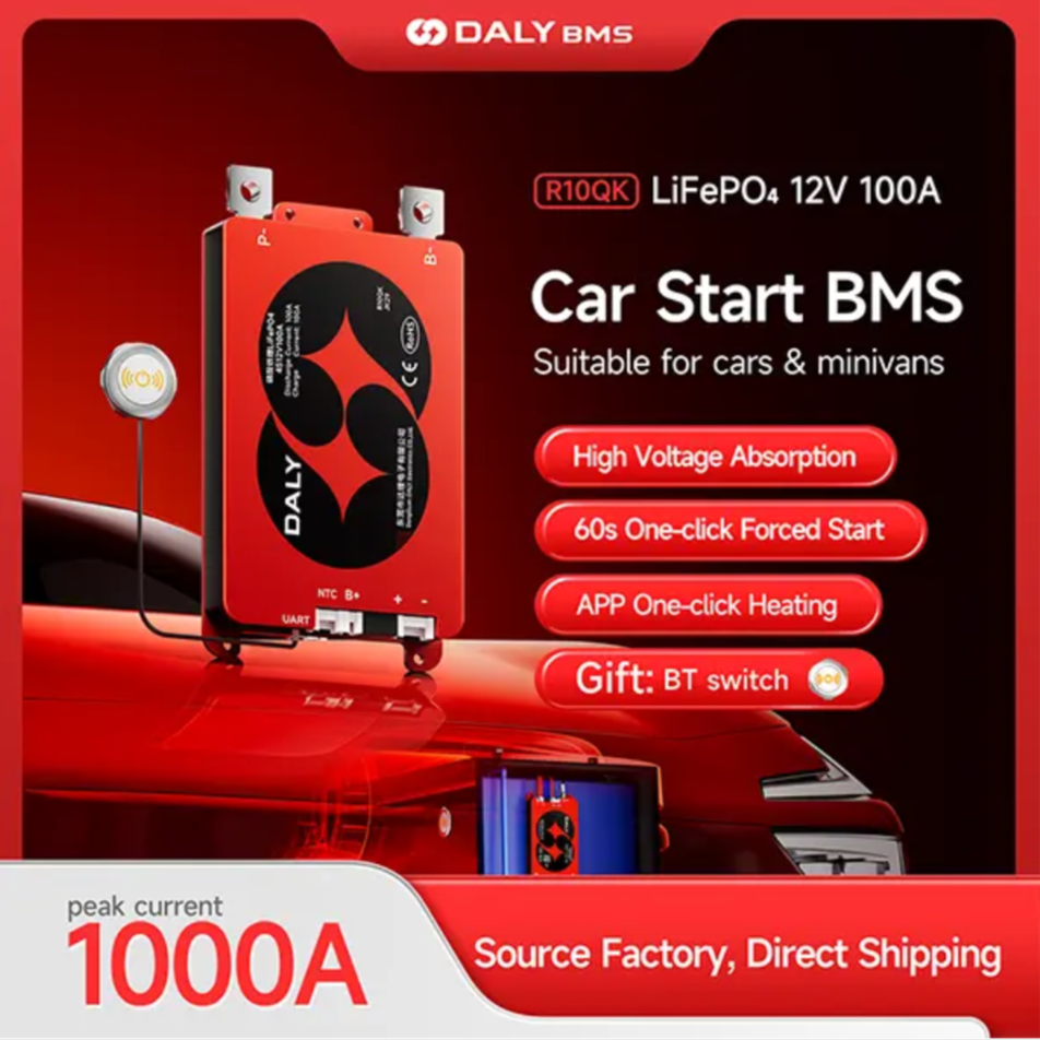 Daly BMS LifePO4 4S 12V 100A para EV Carros Elétricos Placa de Sistema de Gerenciamento de Bateria de Lítio Daly
