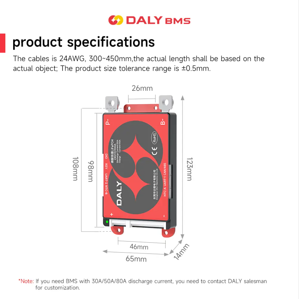 48V Lifepo4 BMS DALY K Series Smart BMS 3S to 24S 40A 60A 100A