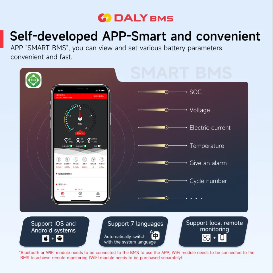 48V Lifepo4 BMS DALY K Series Smart BMS 3S to 24S 40A 60A 100A