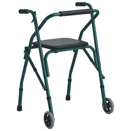 Aluminium Folding Walker With Seat And 2 Wheels