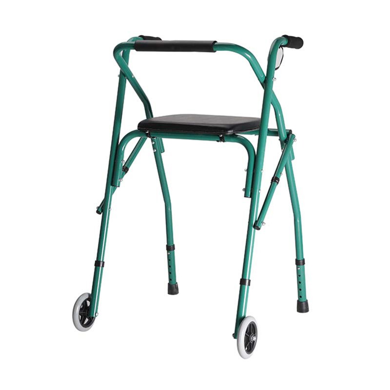 Aluminium Folding Walker With Seat And 2 Wheels