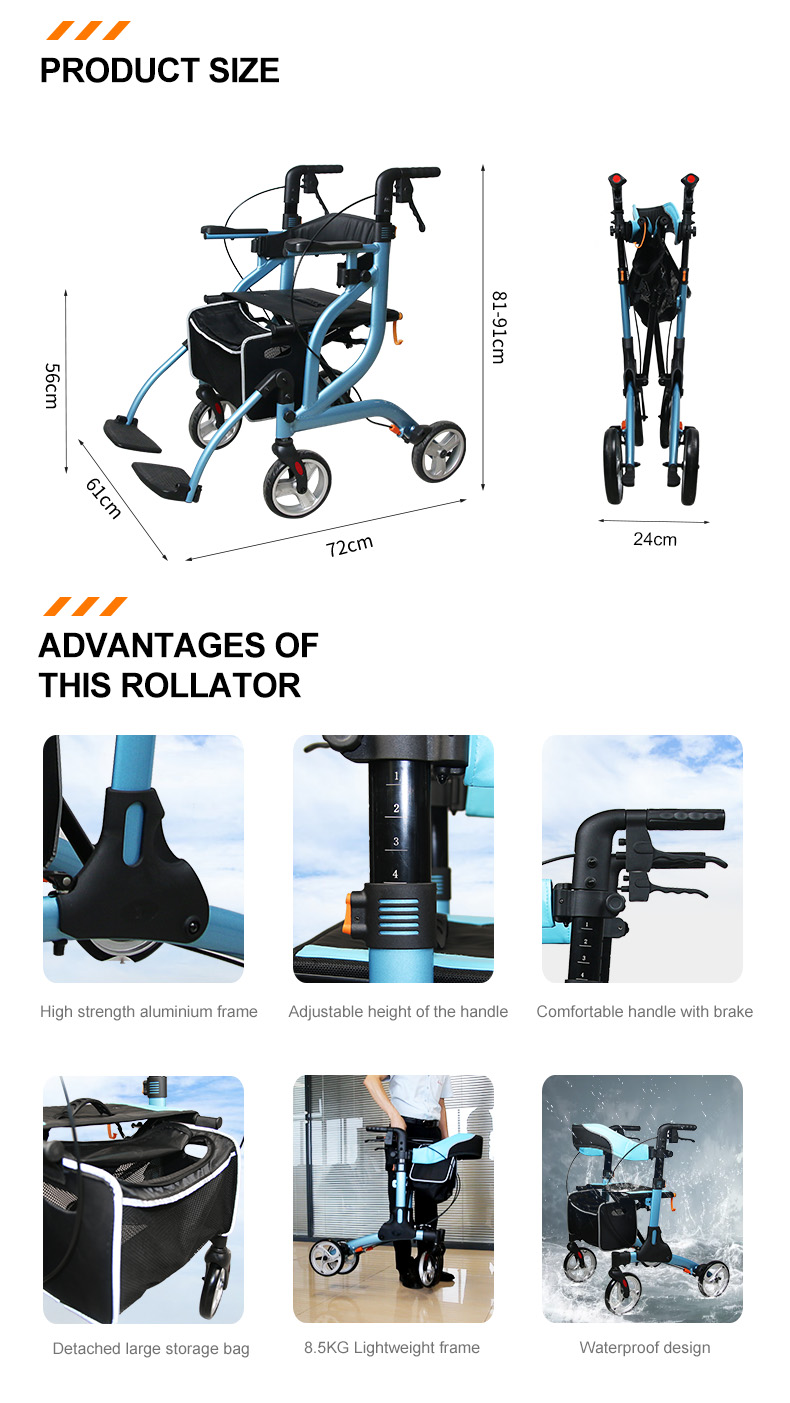 Deluxe Aluminum Walker Rollator