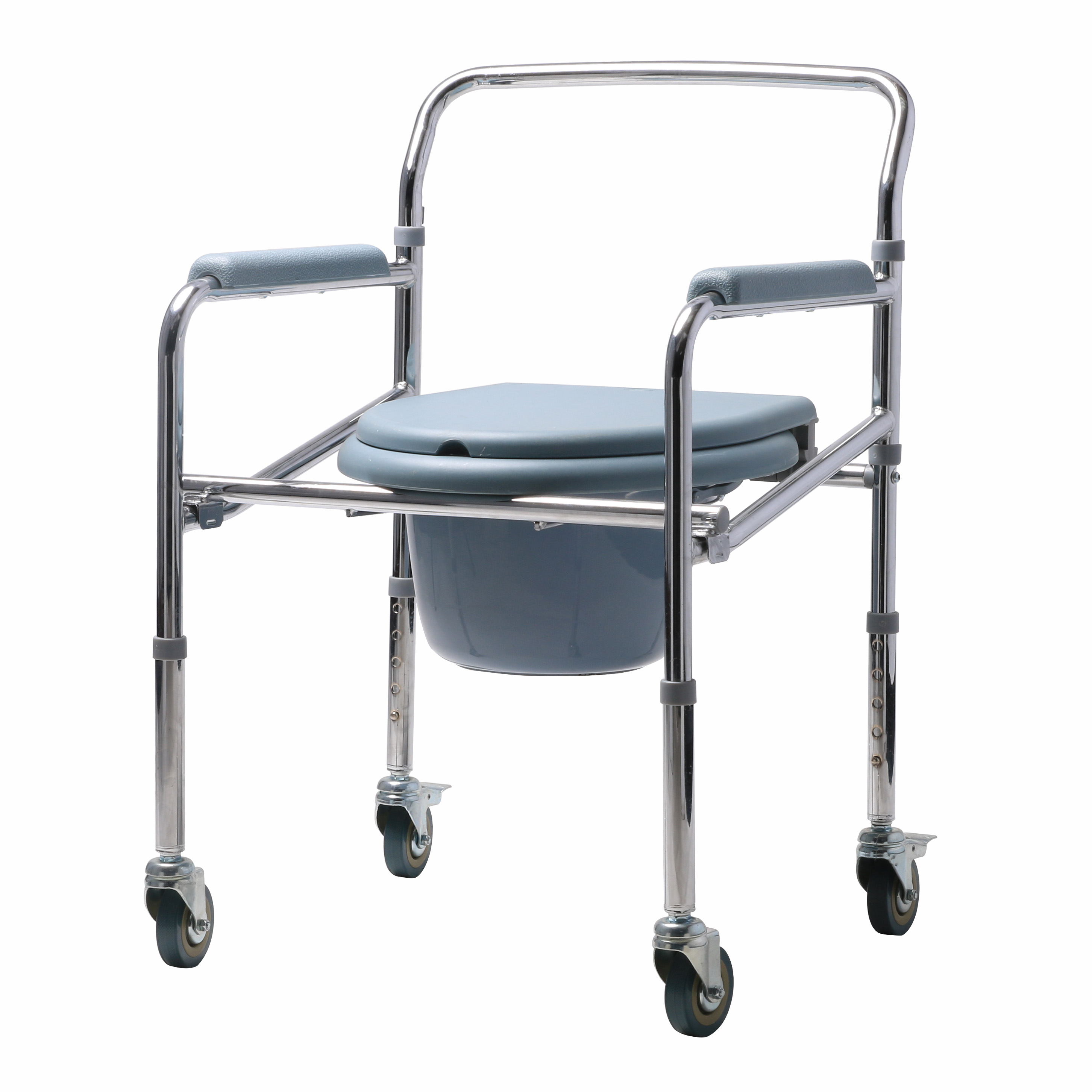 Medical Hospital Home Care Commode Chair With Wheels