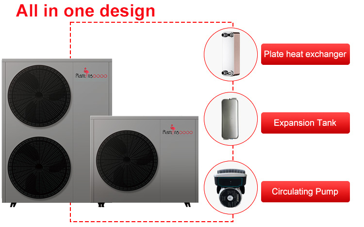 Pompe à chaleur à hautes températures d'inverseur de source d'air de 19kw R290