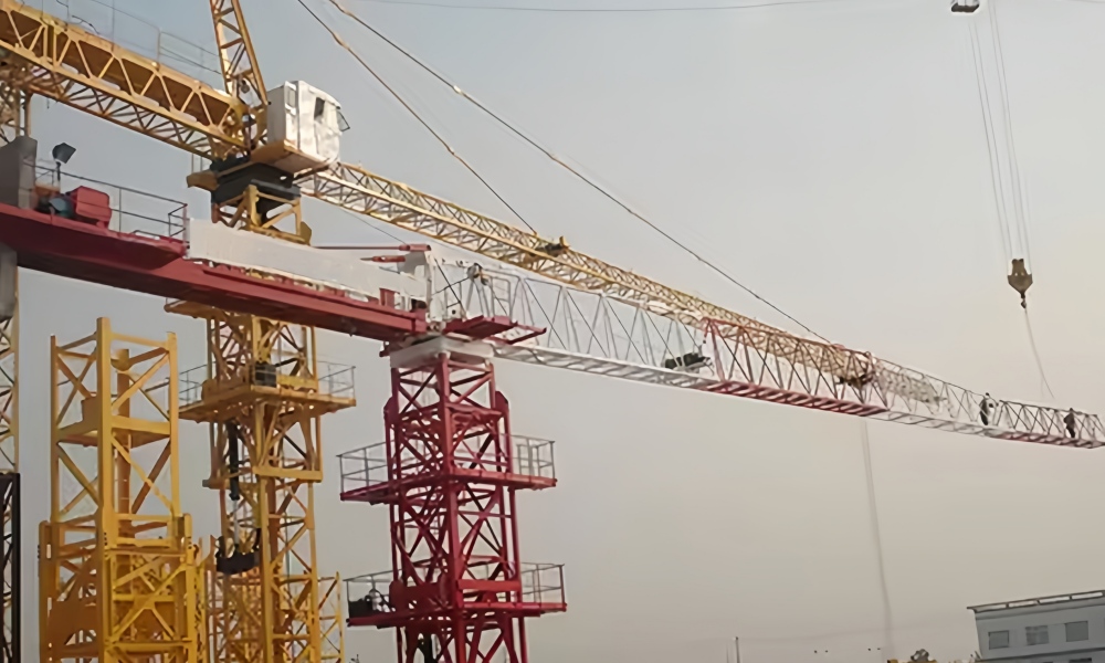 Construction site tower crane