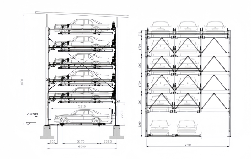Multi-storey self-parking garage