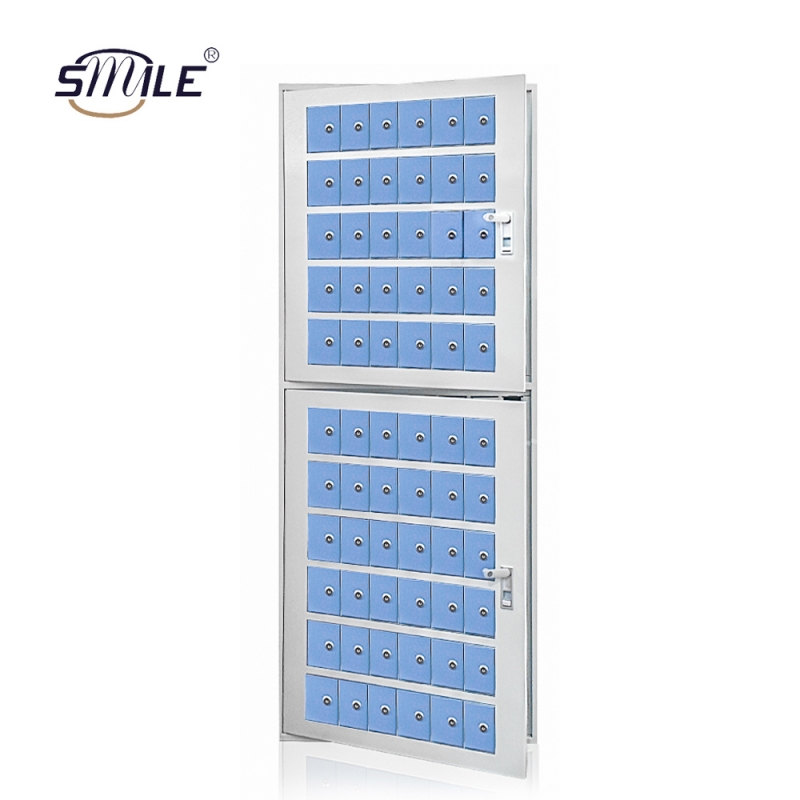 66 door blue metal mailbox