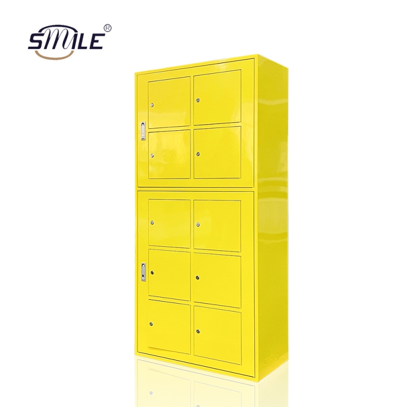 10-Door Outdoor Yellow Metal Mailbox