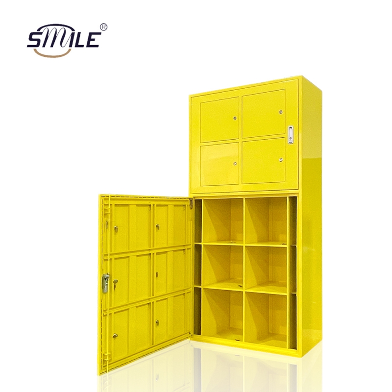 10-Door Outdoor Yellow Metal Mailbox