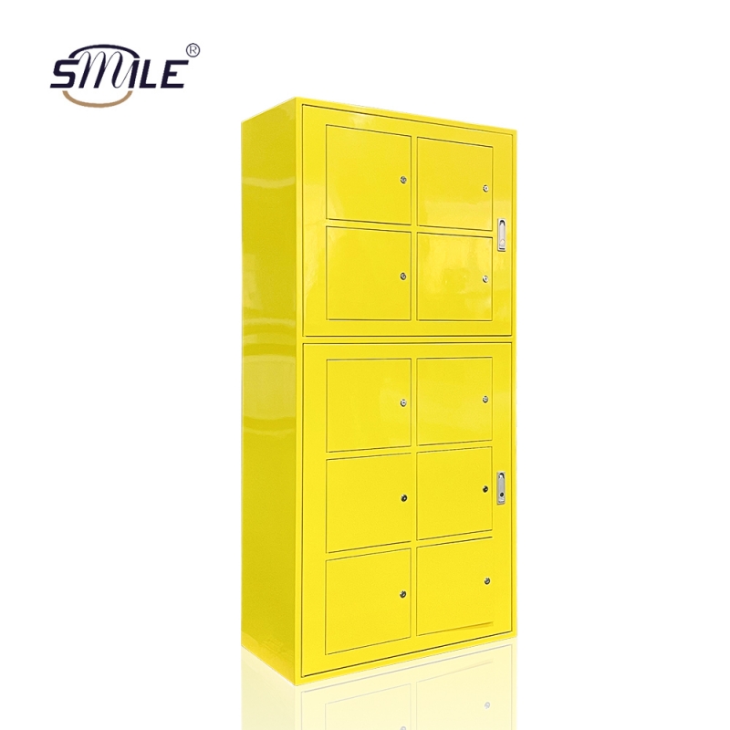 10-Door Outdoor Yellow Metal Mailbox
