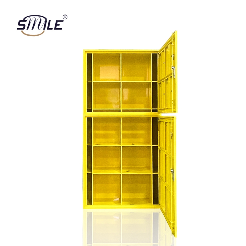 10-Door Outdoor Yellow Metal Mailbox