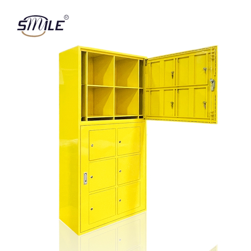 10-Door Outdoor Yellow Metal Mailbox