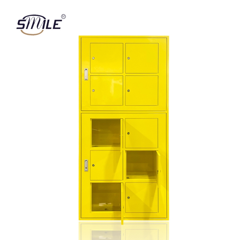 10-Door Outdoor Yellow Metal Mailbox