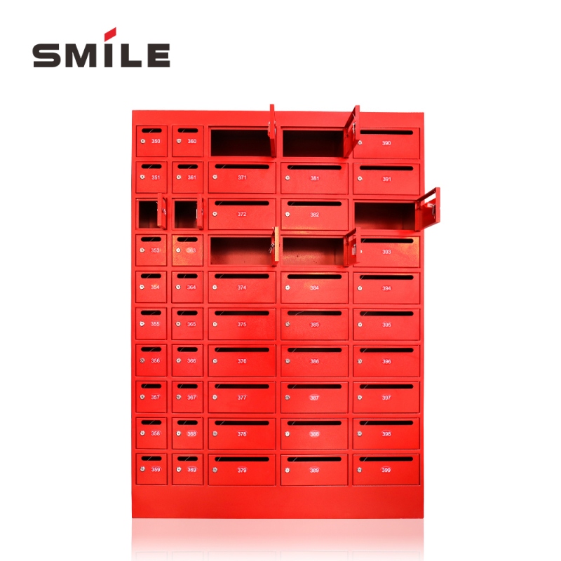 50 red metal business mailboxes
