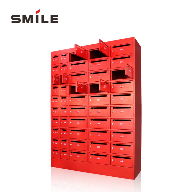 50 red metal business mailboxes