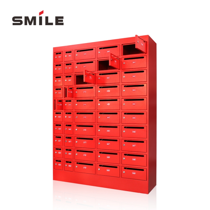 50 red metal business mailboxes