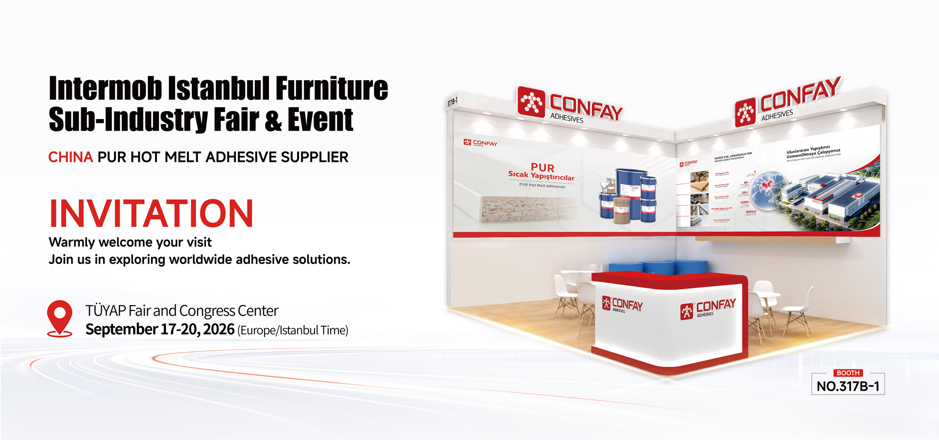 Meet Confay at Intermob Istanbul 2026: China PUR Hot Melt Adhesive Supplier for Furniture Manufacturing