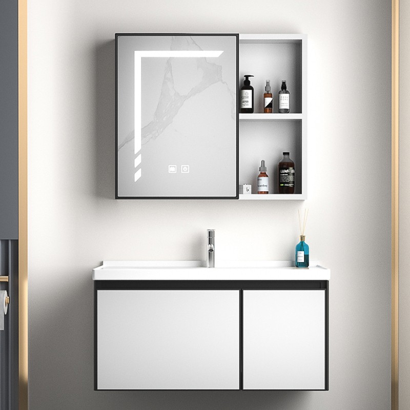 Ultra-Modern Flat-Panel Bathroom Vanity Cabinet With Ceramic Basin