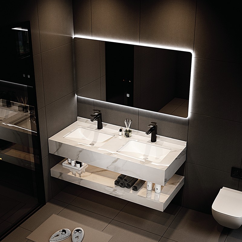 Dual-Layer Hanging Vanity Cabinet With Basin #2001